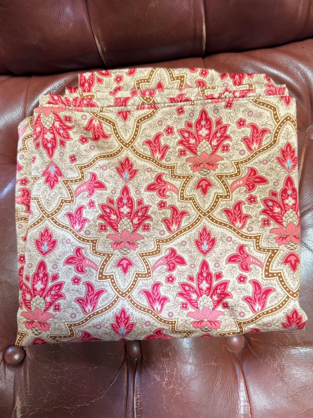 2 Vintage Ralph Lauren LANGHAM Pillowcases Sateen Red Gold KING Italy